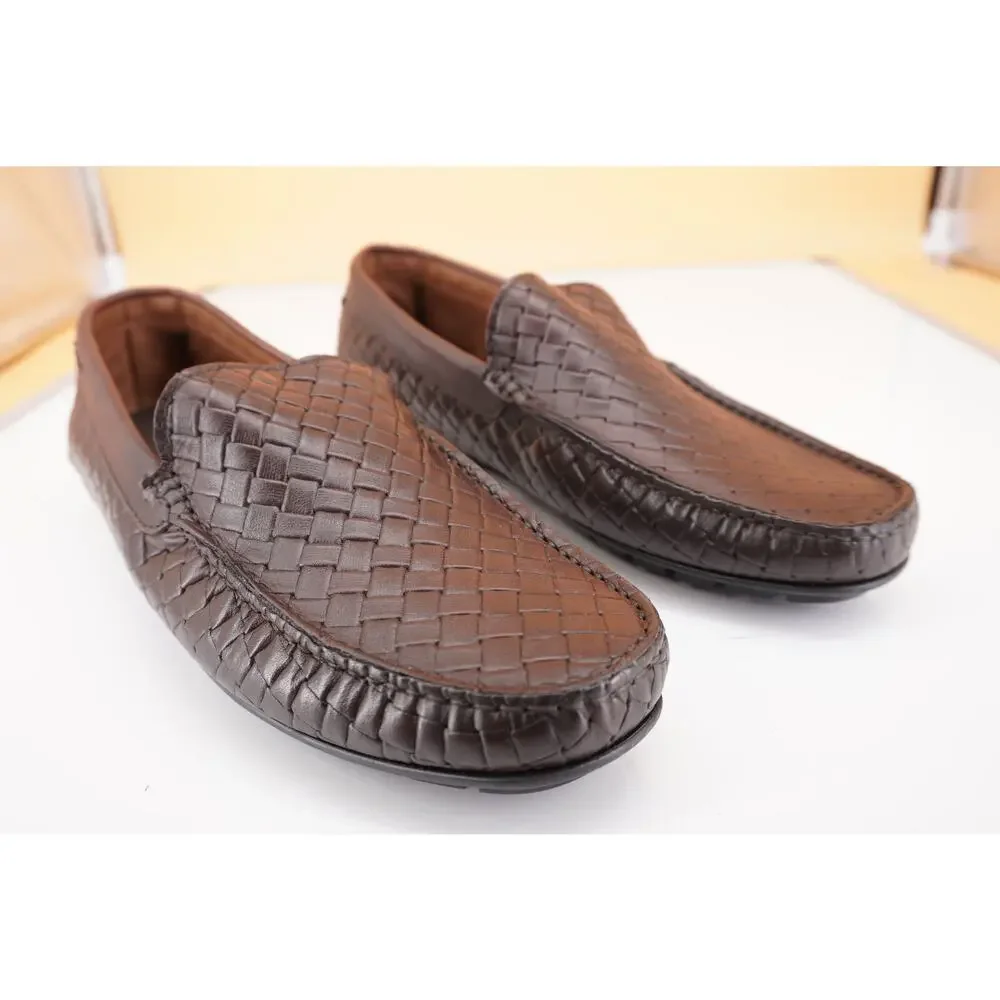 To Boot New York Bahama Dark Brown Leather Woven Men's loafers Size 9 Driver